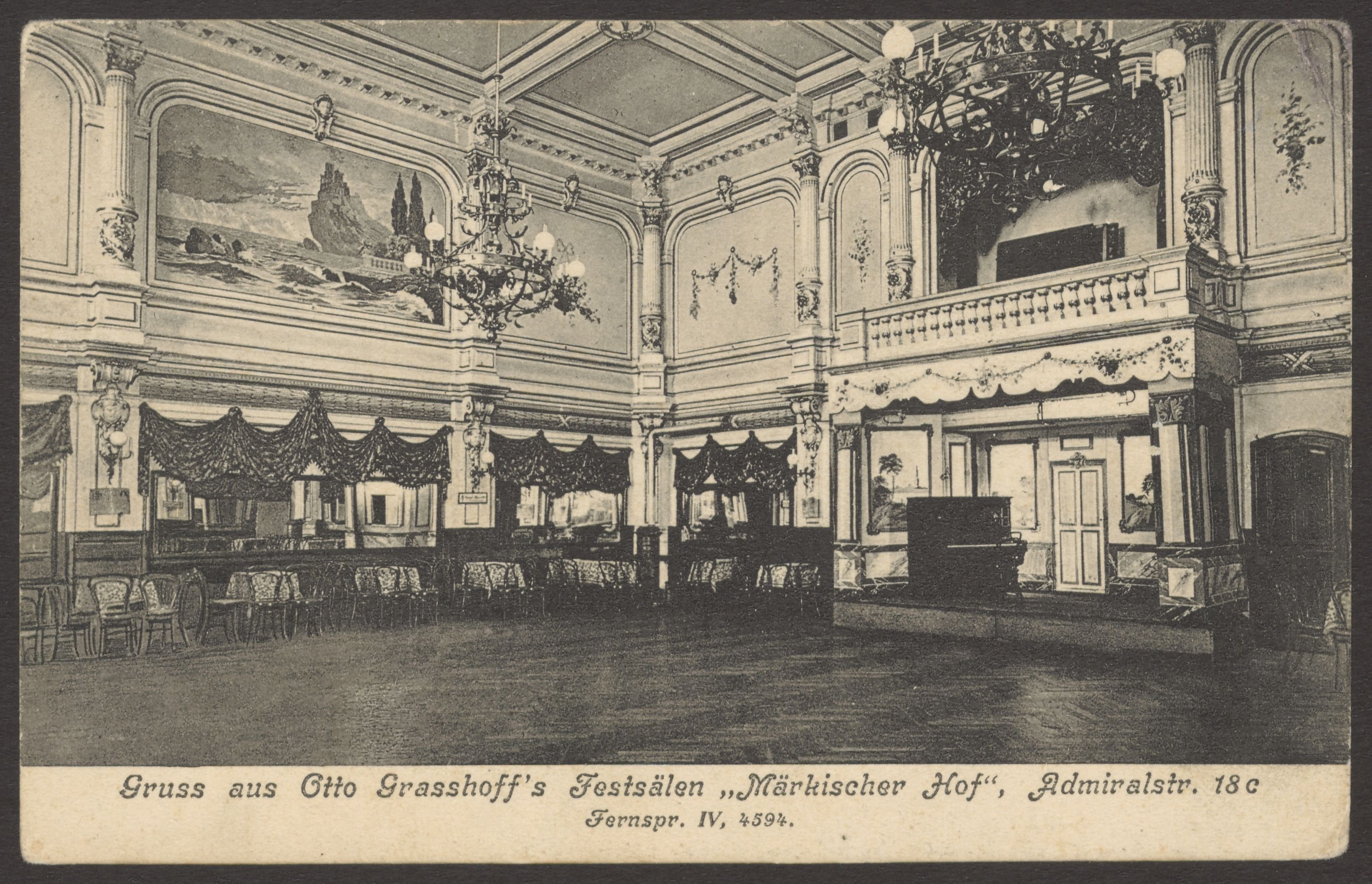Unknown artist, Ansichtskarte Otto Grasshoff's Festsäle "Märkischer Hof", Admiralstraße 18c
