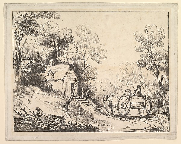 Thomas Gainsborough, Wooded Landscape with Country Cart, Cottage and Figures