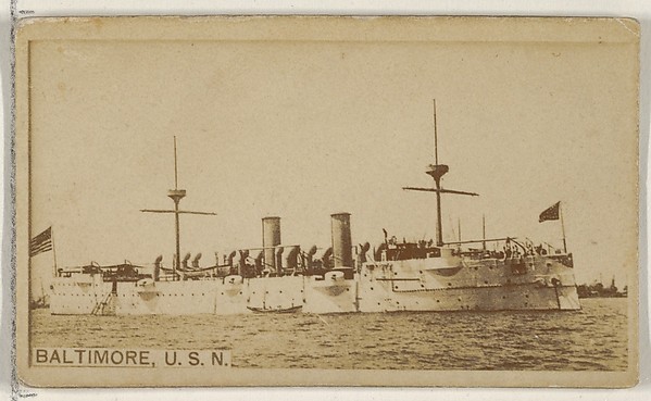Allen & Ginter, Baltimore, U.S.N., from the Famous Ships series (N50) for Virginia Brights Cigarettes