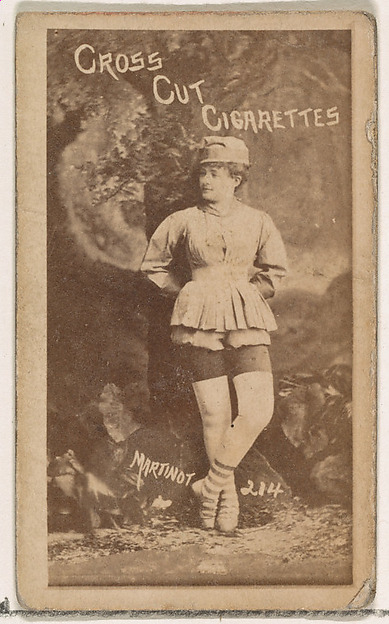 W. Duke, Sons & Co., Card Number 214, Sadie Martinot, from the Actors and Actresses series (N145-1) issued by Duke Sons & Co. to promote Cross Cut Cigarettes