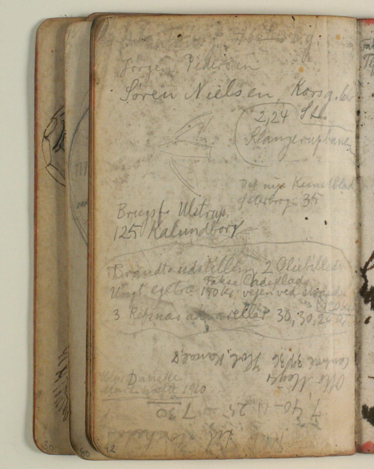 Niels Larsen Stevns, Adresser og notater