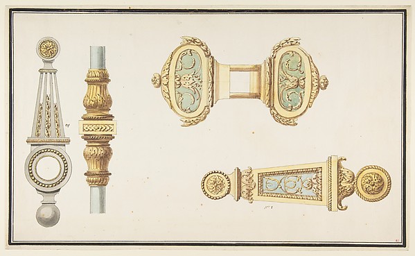 Anonymous, French, 18th century, Designs for Door Hardware