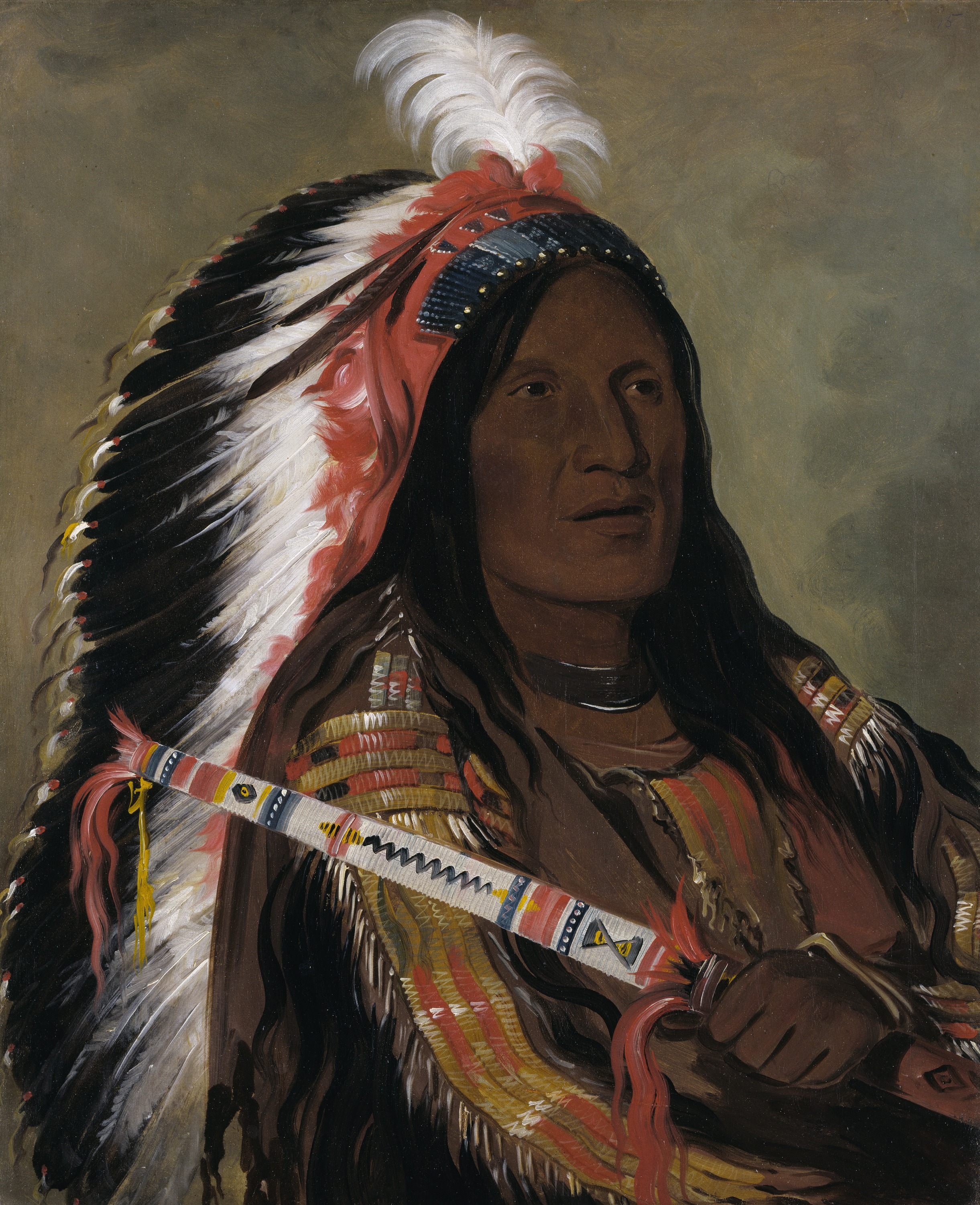 George Catlin, Táh-téck-a-da-háir, Steep Wind, a Brave of the Bad Arrow Points Band