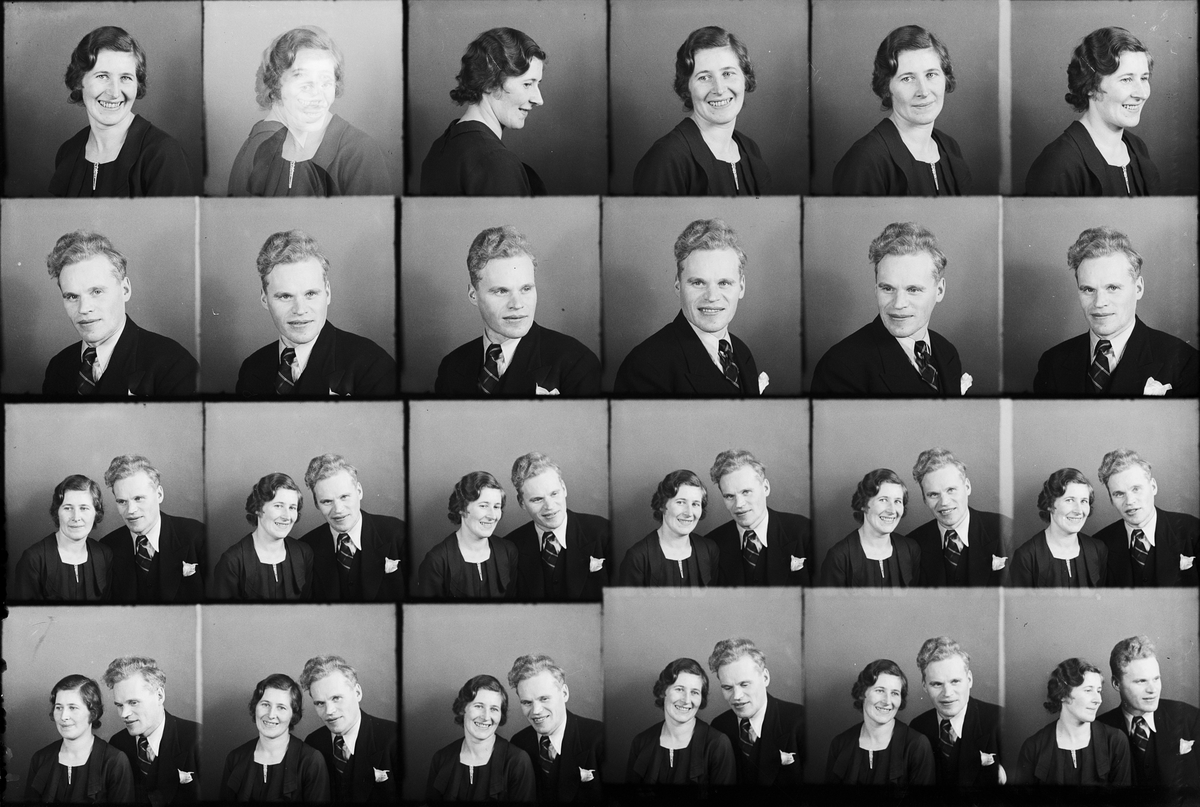 Skötsner-Edhlund, Ateljéporträtt - makarna Märta och Evert Frisell från Östhammar, Uppland 1936