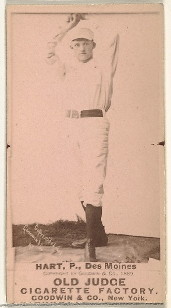 Goodwin & Company, William Franklin "Bill" Hart, Pitcher, Des Moines Prohibitionists, from the Old Judge series (N172) for Old Judge Cigarettes