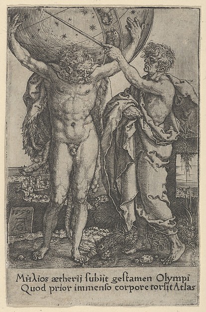 Heinrich Aldegrever, Hercules and Atlas, from The Labors of Hercules