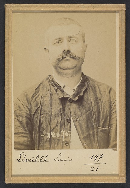 Alphonse Bertillon, Leveillé. Louis. 37 ans, né le 7/7/57 à Cliche (Seine). Forgeron. Anarchiste. 7/7/94.