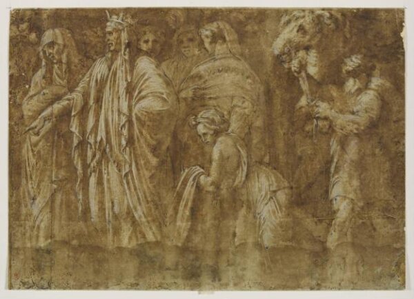 Polidoro da Caravaggio, Niobe, crowned, among her worshippers