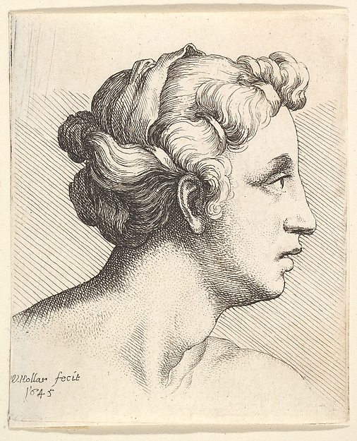 Wenceslaus Hollar, Woman with a bound tress of hair in profile to right