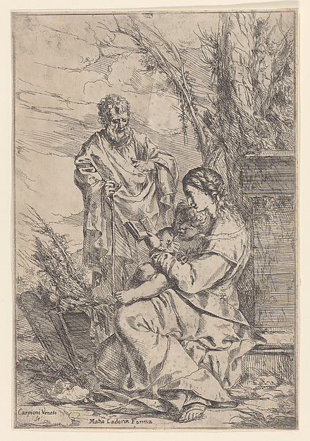 Giulio Carpioni, The Holy Family with the Virgin reading a book