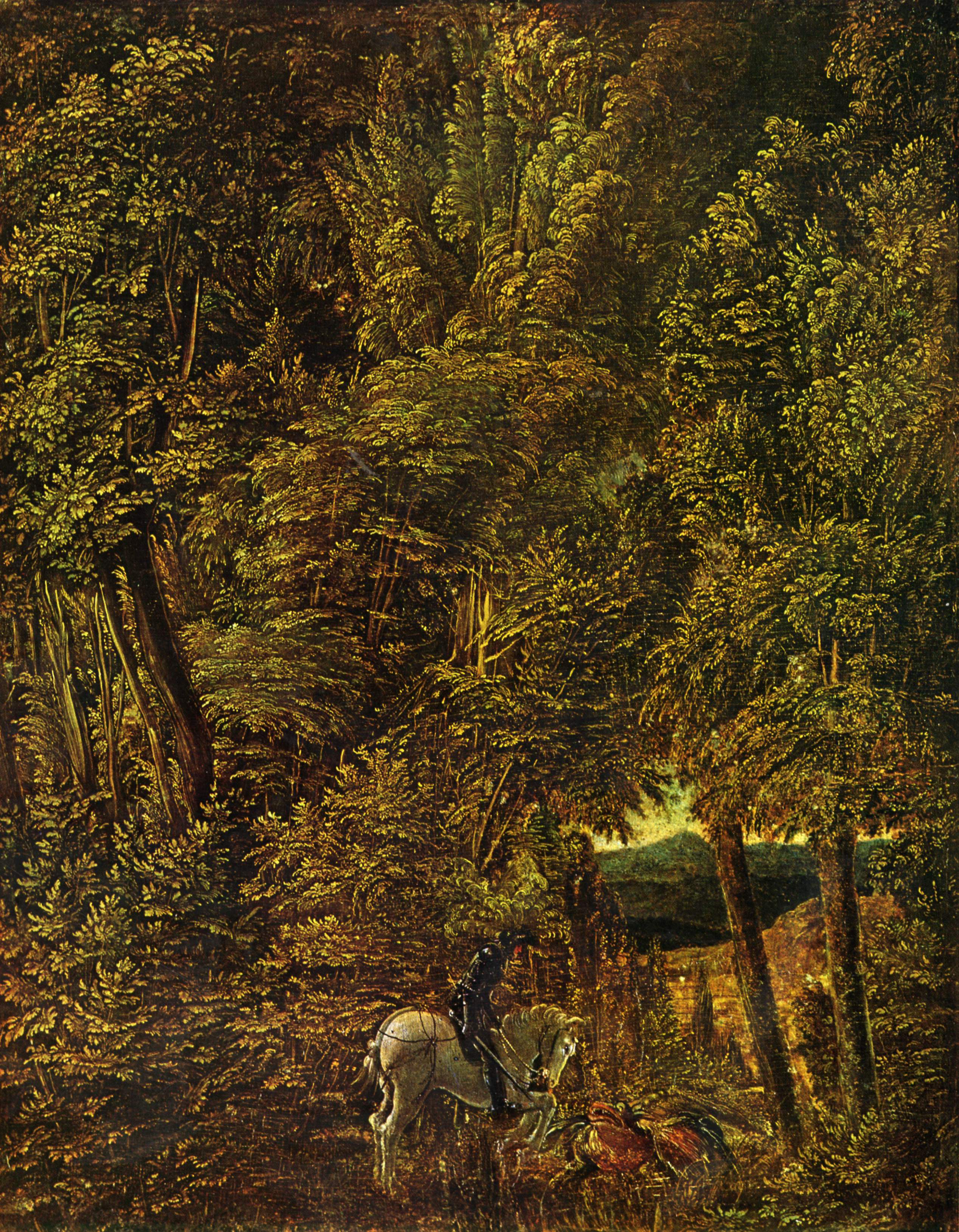 Albrecht Altdorfer, Countryside of Wood With Saint George Fighting the Dragon