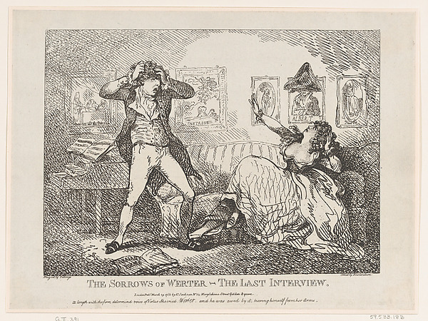 Thomas Rowlandson, The Sorrows of Werter–The Last Interview