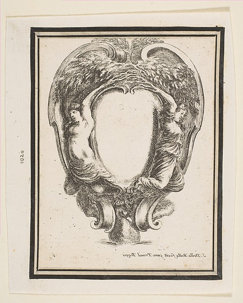 Stefano della Bella, Cartouche with Duck and Nymphs