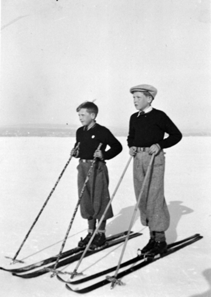 Anno Domkirkeodden, TO UKJENTE GUTTER GÅR PÅ SKI PÅ MJØSISEN, SKIANTREKK, FRITD