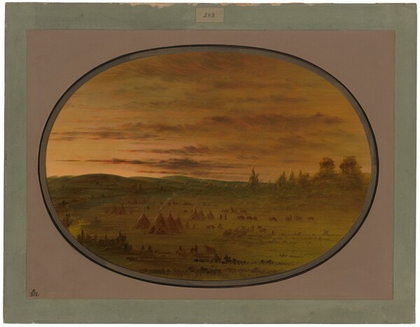 George Catlin, An Indian Encampment at Sunset