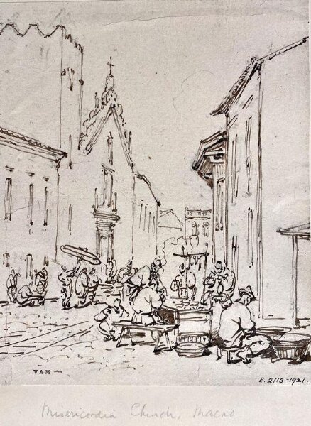 George Chinnery, Macau street scene with the church of Santa Casa da Misericordia