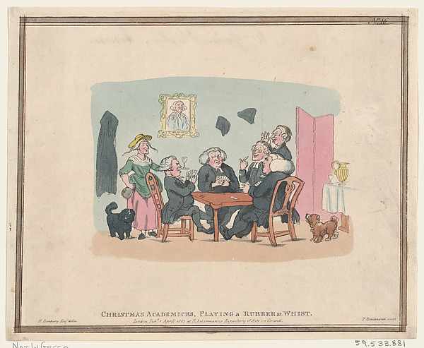 Thomas Rowlandson, Christmas Academics Playing a Rubber at Whist