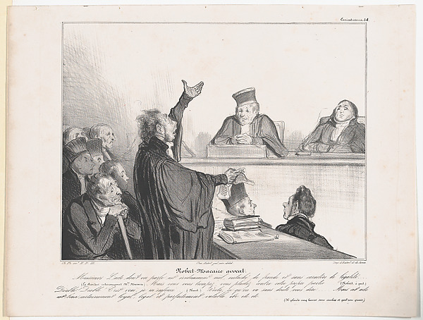 Honoré Daumier, Plate 44: Robert Macaire, Barrister, from 'Caricaturana,' published in Les Robert Macaires