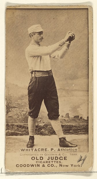 Goodwin & Company, Whitacre, Pitcher, Philadelphia Athletics, from the Old Judge series (N172) for Old Judge Cigarettes