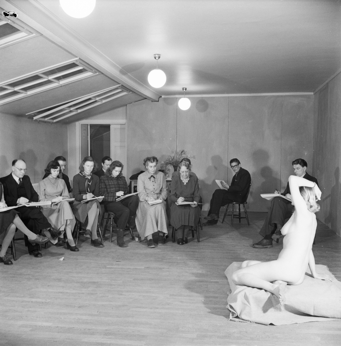 Uppsala-Bild, Teckningskurs, kroki, Uppsala 1949