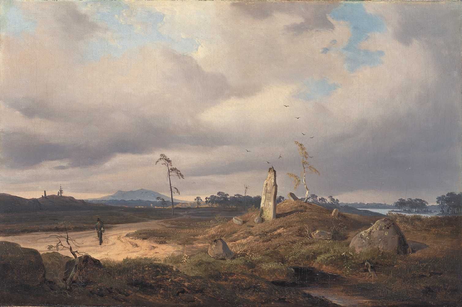 Andreas Achenbach, Landschap met Runensteen