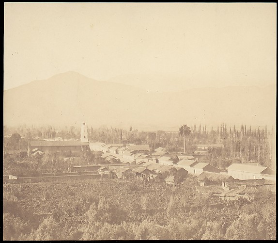 Unknown, [Town on Plain with Mountain in Background]