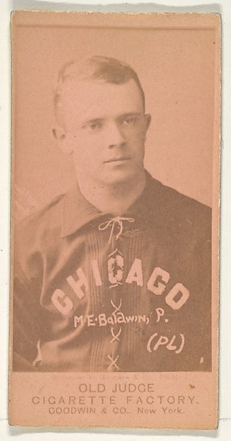 Goodwin & Company, M.E. Baldwin, Pitcher, Chicago, from the Old Judge series (N172) for Old Judge Cigarettes