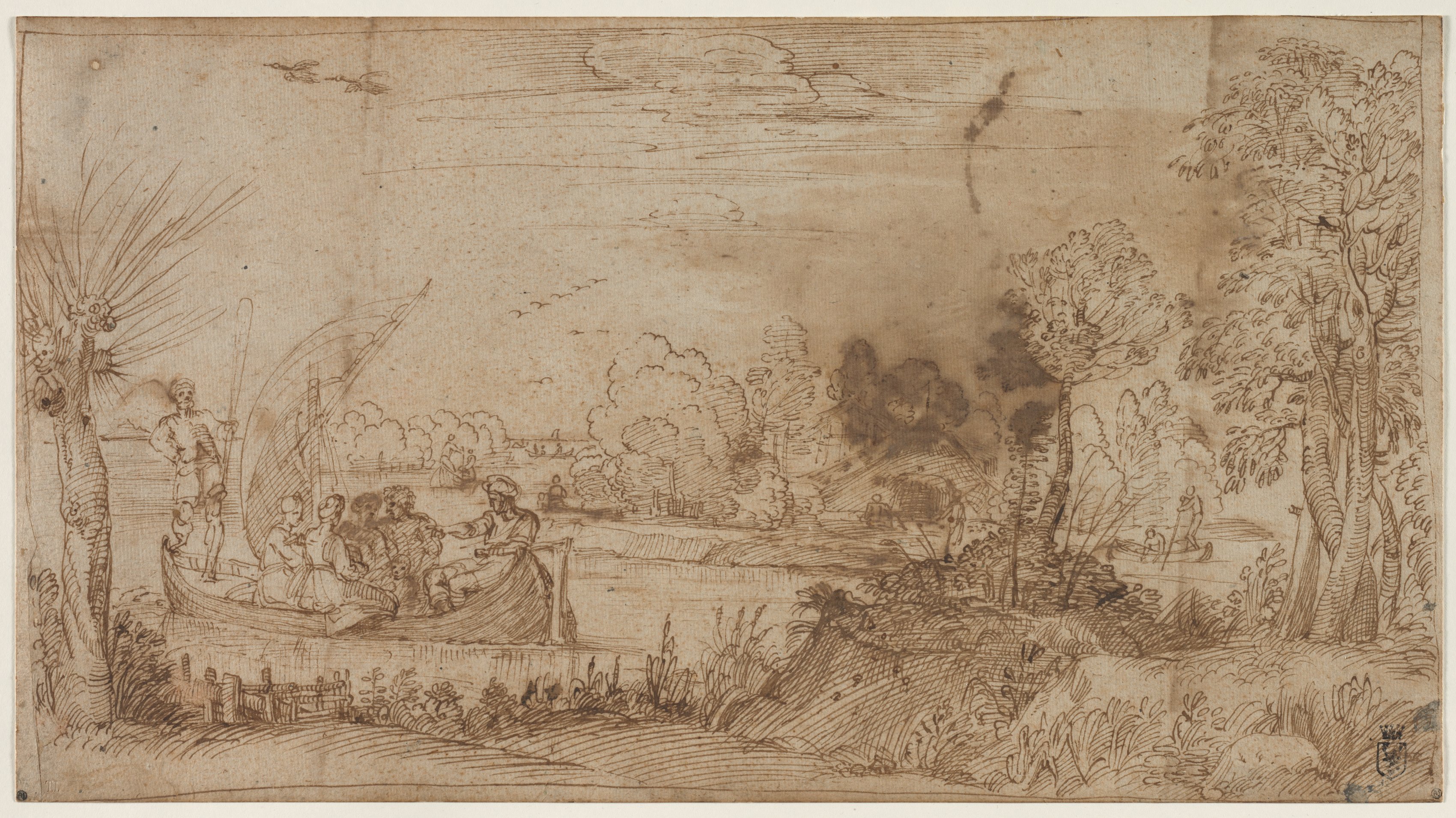 Annibale Carracci, River Landscape with Boats