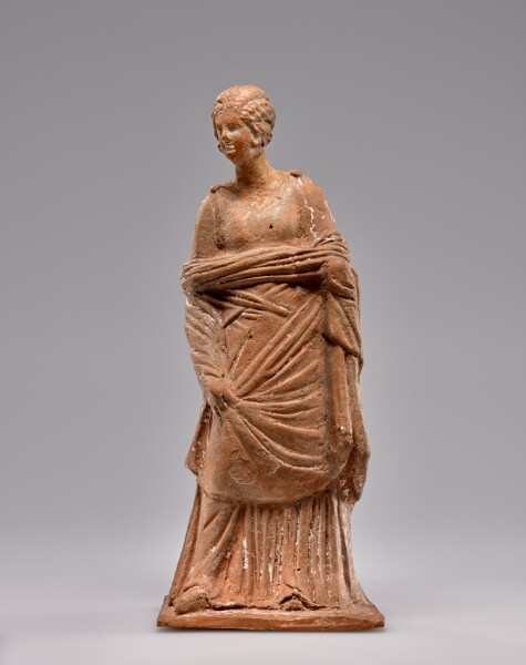 Unknown, Terracotta Statuette of a Woman Raising a Cloak