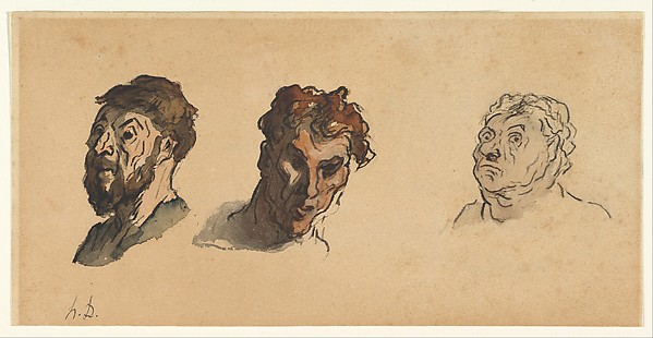 Honoré Daumier, Three Male Heads