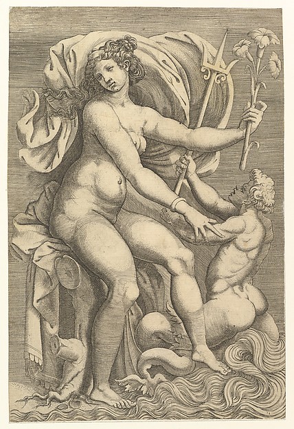 Anonymous, Italian?, 16th century, Thetis Seated with a Triton