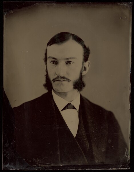 Unknown, [Portrait of Unidentified man with moustache and long muttonchop whiskers]