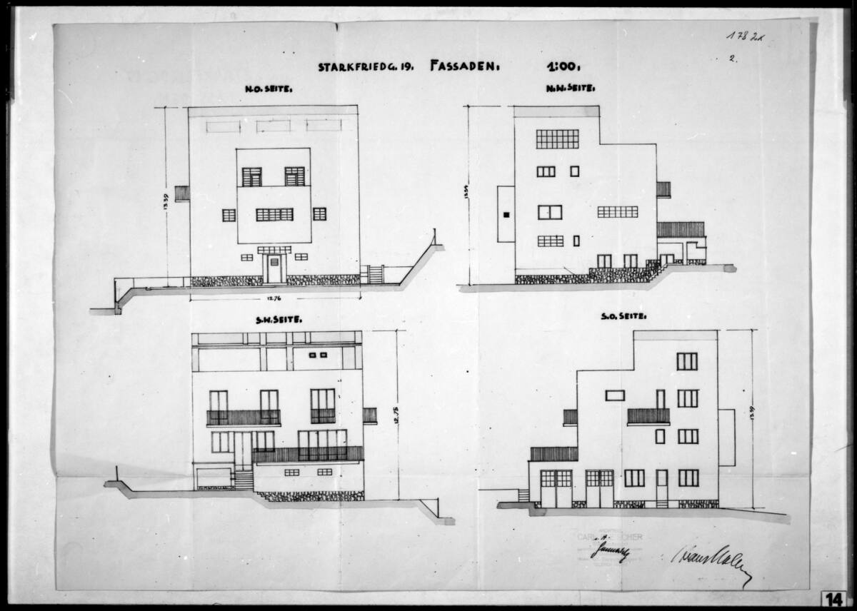 Anonym, Haus Hans und Anny Moller, Wien XVIII., Starkfriedgasse 19, Einreichplan