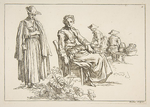François Boucher, Sheet of Sketches, from "Livre d’étude d’après les desseins originaux de Blomart"