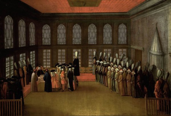 anonymous, An Ambassador's Audience with the Grand Vizier in his Yali on the Bosporus (Ambassador Cornelis Calkoen, 12 August 1727)