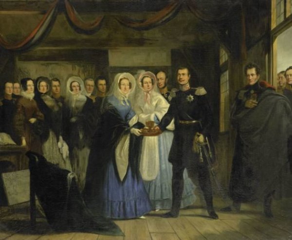 Christiaan Julius Lodewijk Portman, The Princess of Orange Receiving Alexander II (1818-1881), Grand Duke and Heir to the Throne of Russia, in the Czar Peter's House in Zaandam, 17 April 1839