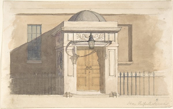 Anonymous, British, 19th century, Domed Projecting Rectangular Entrance to a House near Russell Square