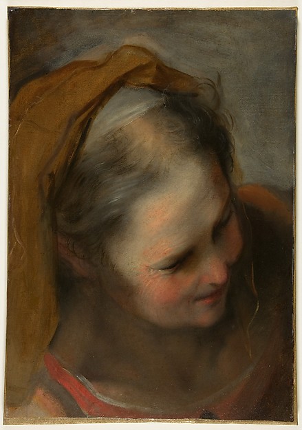 Federico Barocci, Head of an Old Woman Looking to Lower Right (Saint Elizabeth)