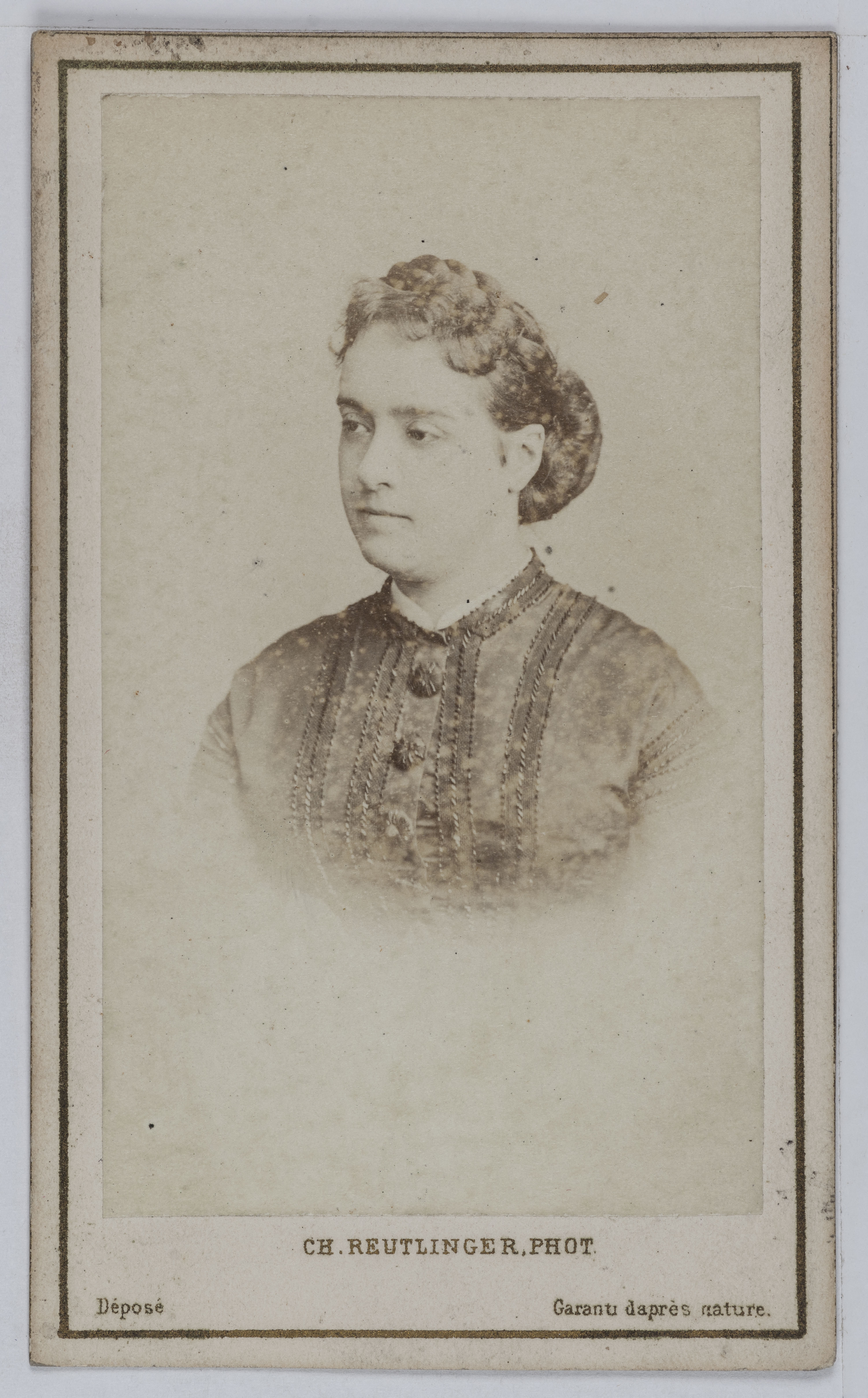 Charles Reutlinger, Portrait de Marie Edile Riquier (1832-1911), actrice au Théâtre du Gymnase en 1850 et à la Comédie Française entre 1856 et 1884.
