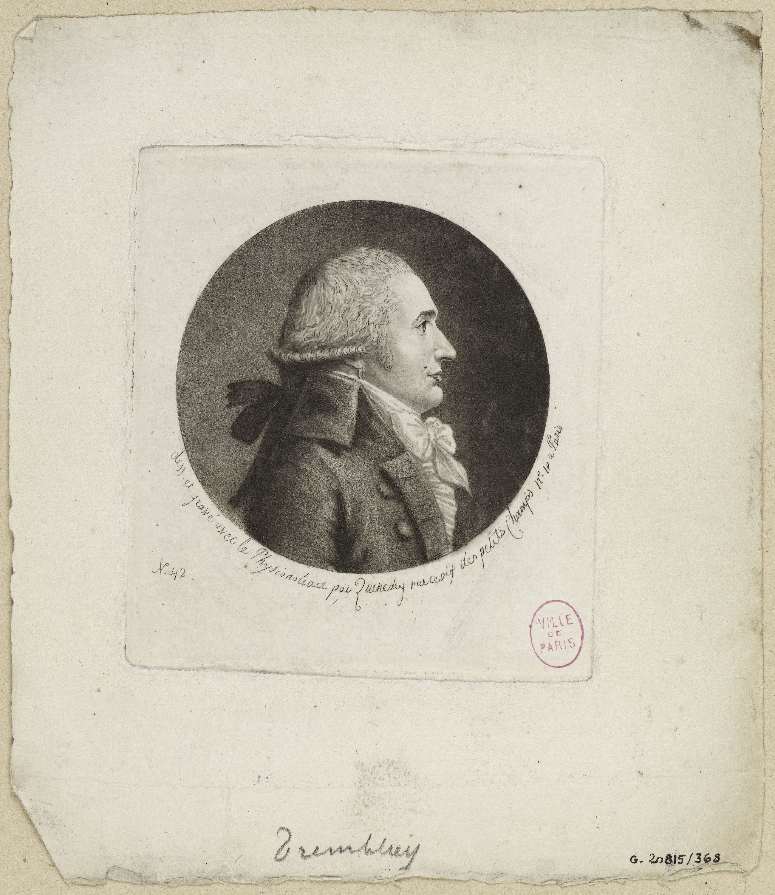 Edmé Quenedey, Portrait de Monsieur Tremblay