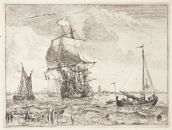 Ludolf Bakhuizen, Orlogsfartøj og sejlskibe ud for den hollandske kyst