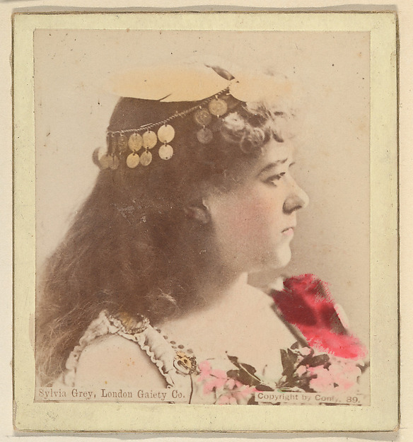 Kinney Brothers Tobacco Company, Sylvia Grey, London Gaiety Co., from the Actresses series (N246), Type 2, issued by Kinney Brothers to promote Sporting Extra Cigarettes
