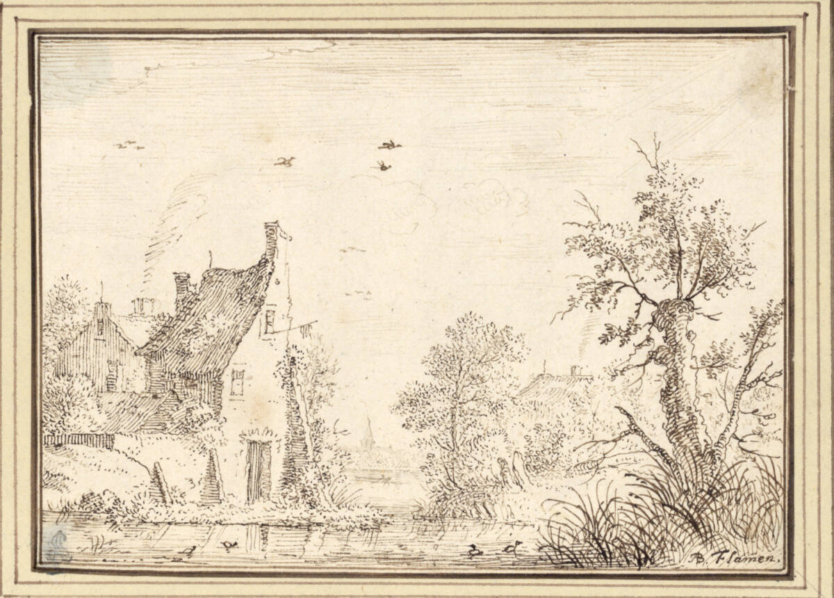 AlbertFlamen, Uferlandschaft mit Häusern (II-34)