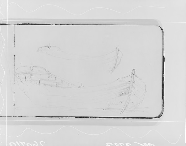 Albert Bierstadt, Outline Sketches of Two Rowboats (from Sketchbook)