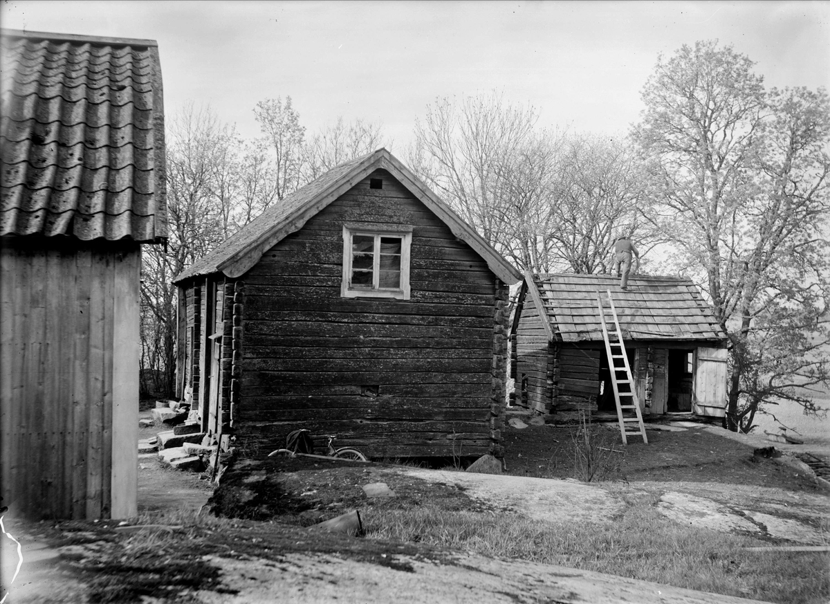 Paul Sandberg, Gödstia och avträde - nu på friluftsmuseet Disagården - under nedmontering, Vissgärde, Ramsta socken, Uppland