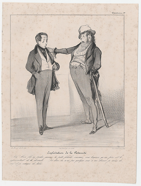 Honoré Daumier, Plate 37: Exploitation of paternity, from 'Caricaturana,' published in Les Robert Macaires
