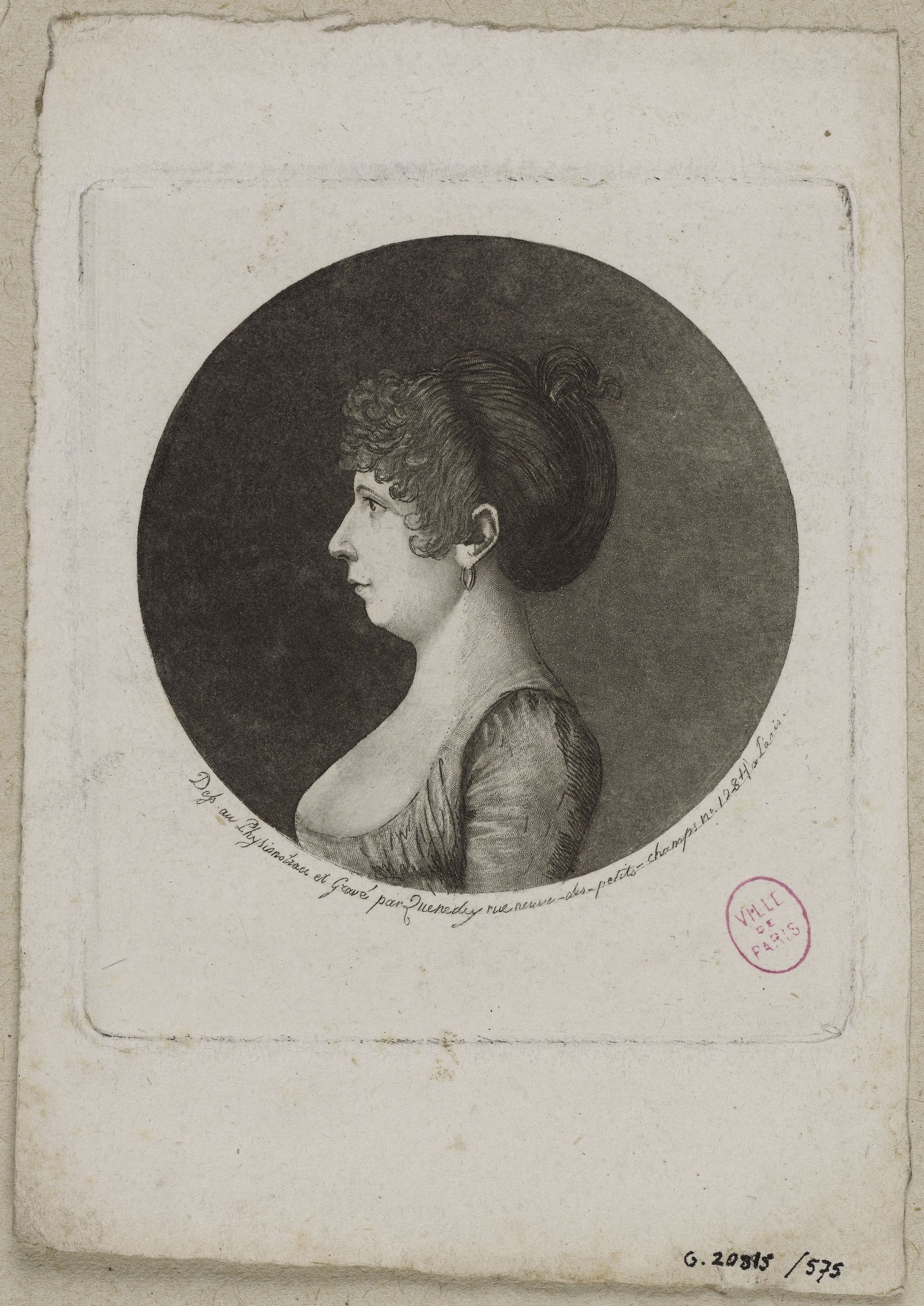Edmé Quenedey, Portrait d'une femme, fin XVIIIème siècle/début XIXème siècle