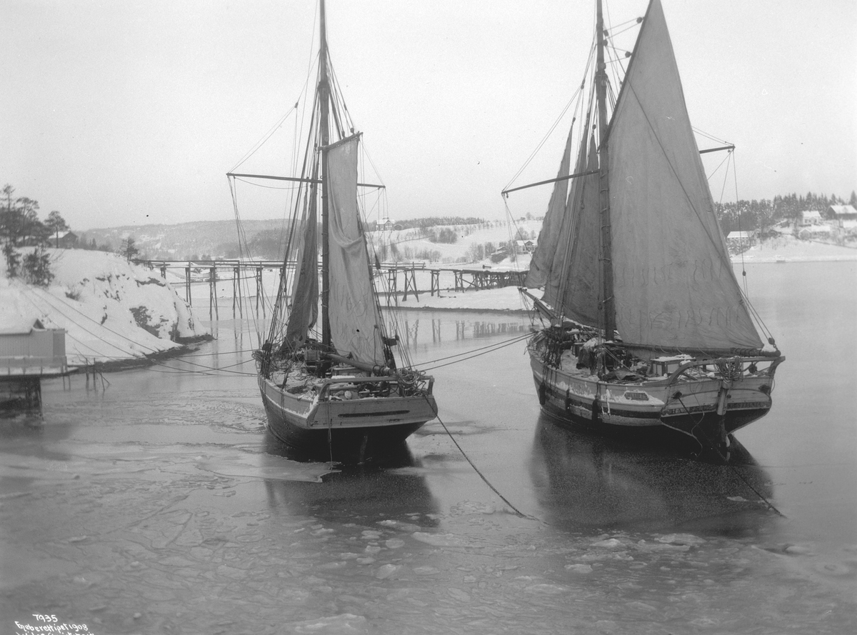 Anders Beer Wilse, Prot: Jagter tørkende Seil Holmen 16/12-1907