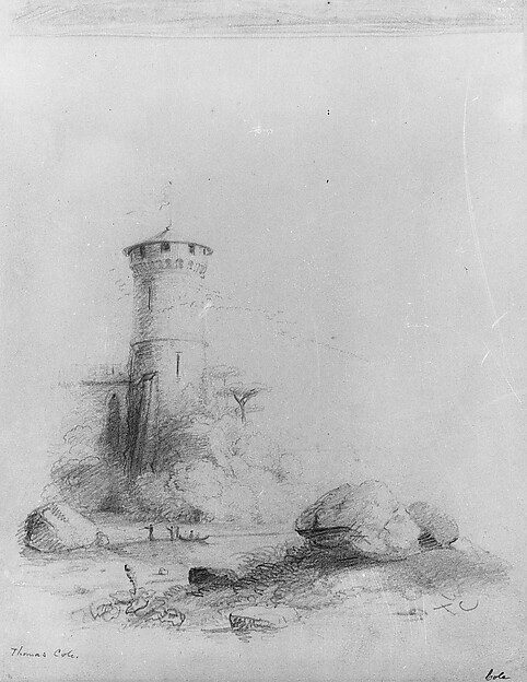 Thomas Cole, Landscape with Tower (from McGuire Scrapbook)