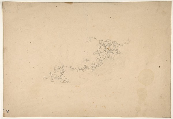 Jules-Edmond-Charles Lachaise, Three putti holding aloft a garland